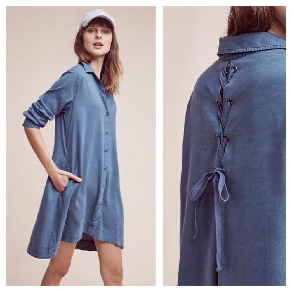 Anthropologie Farryn Laced-Back Shirtdress