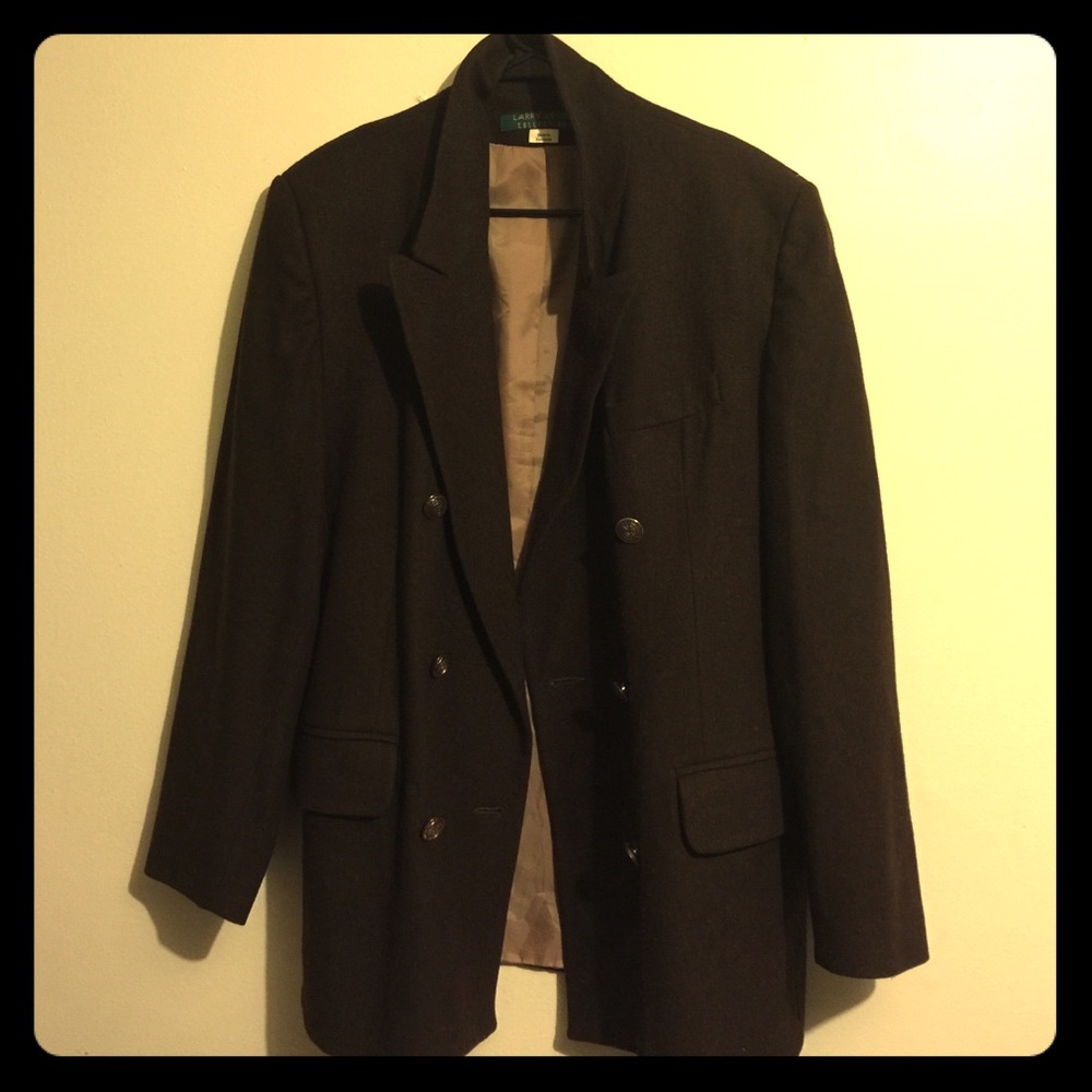 Brown Larry Levine women's wool coat