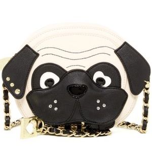 Betsey Johnson Pug Crossbody bag - nose squeaks