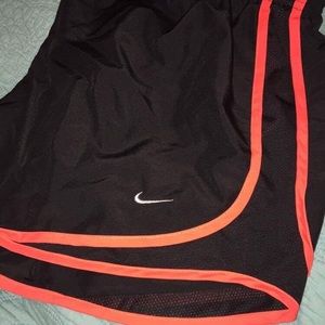 Black/neon coral Nike Dri Fit shorts
