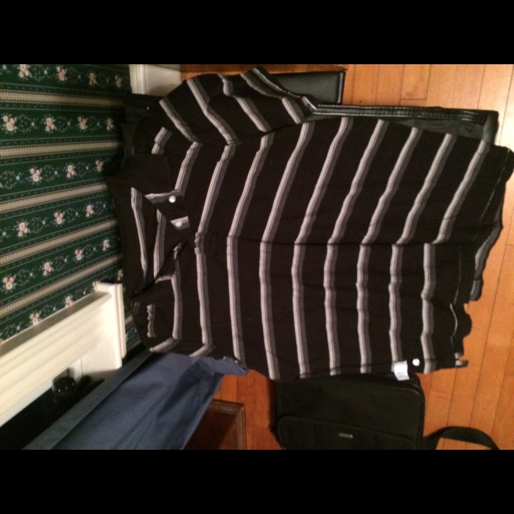 Black and gray stripped polo