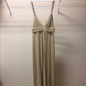 t-bags Los Angeles Tan Maxi Dress with Rope Detail