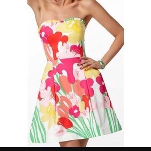 🌷Lilly Pulitzer Strapless Dress in Lavish Blossom