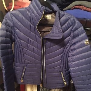 Blue Michael Kors packable down jacket