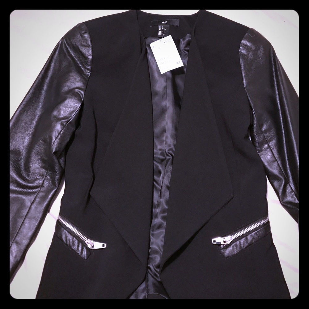 Faux leather slv H&M suit jacket