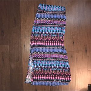 Colorful Aztec print cotton maxi skirt