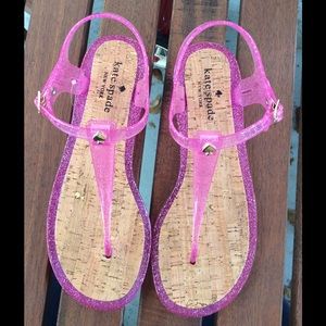 NWOT Kate Spade pink glitter jelly sandals