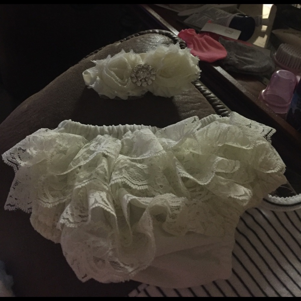 Diaper cover and matching headband