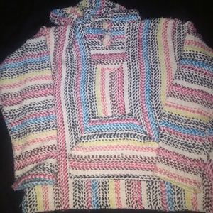 Multi-color baja poncho