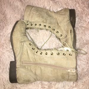 Cream Combat Boots