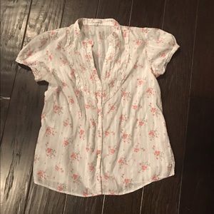 White Coral Floral Button-Down Shirt