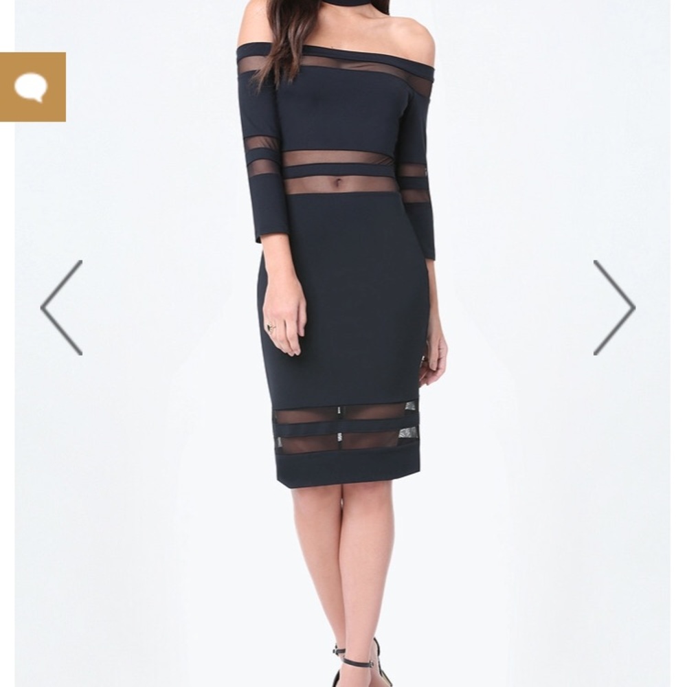 Bebe over the shoulder very sexy mesh dress.