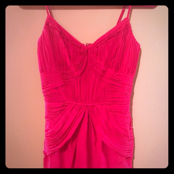 Shoshanna Silk Ruched Raspberry Dress - Picture 2 of 4