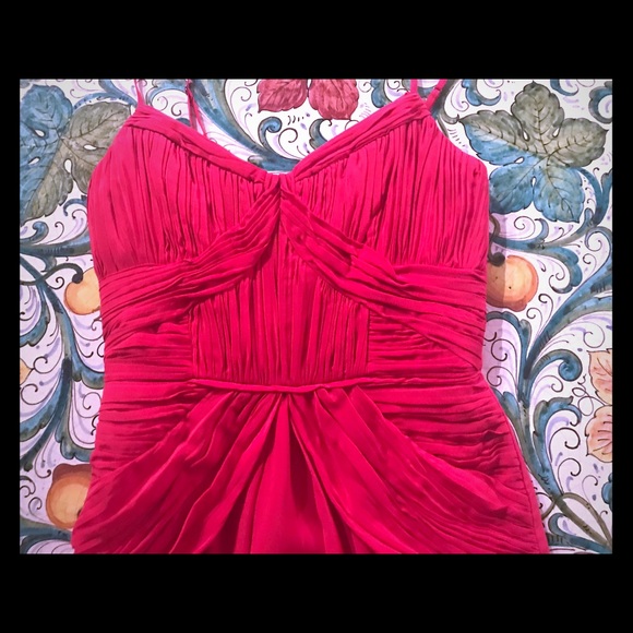 Shoshanna Silk Ruched Raspberry Dress - Picture 3 of 4