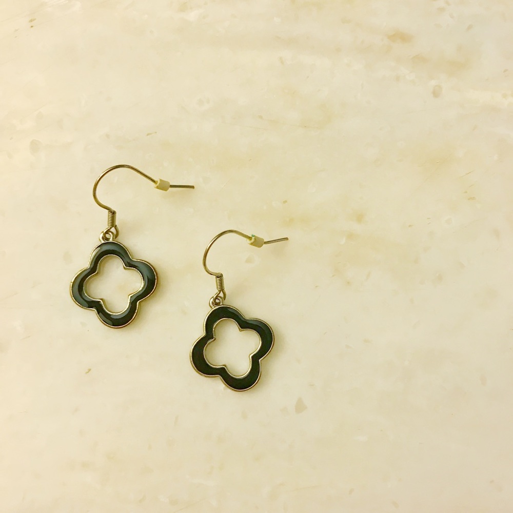 Lot of 4 Silver and Black Earrings
