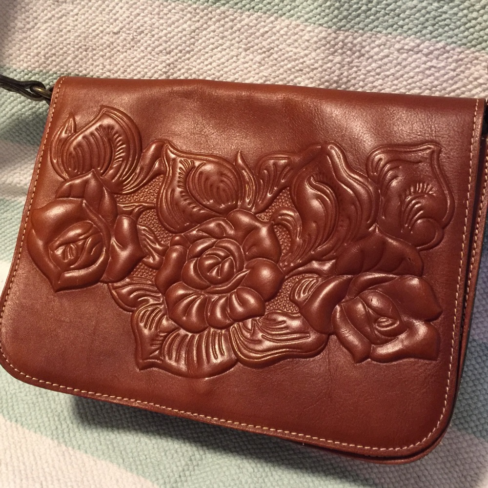 Patricia Nash Rose Tooled Navano Flap Crossbody