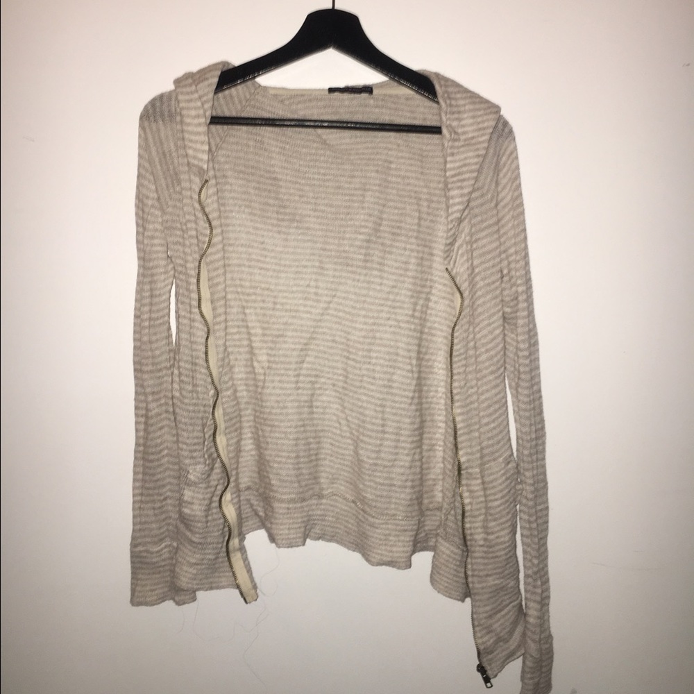 Beige and White Brandy Zip Up
