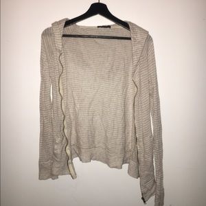 Beige and White Brandy Zip Up