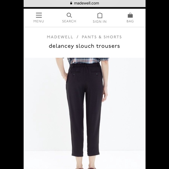 Madewell Delancey Slouch Trousers size 8 Black - Picture 2 of 8
