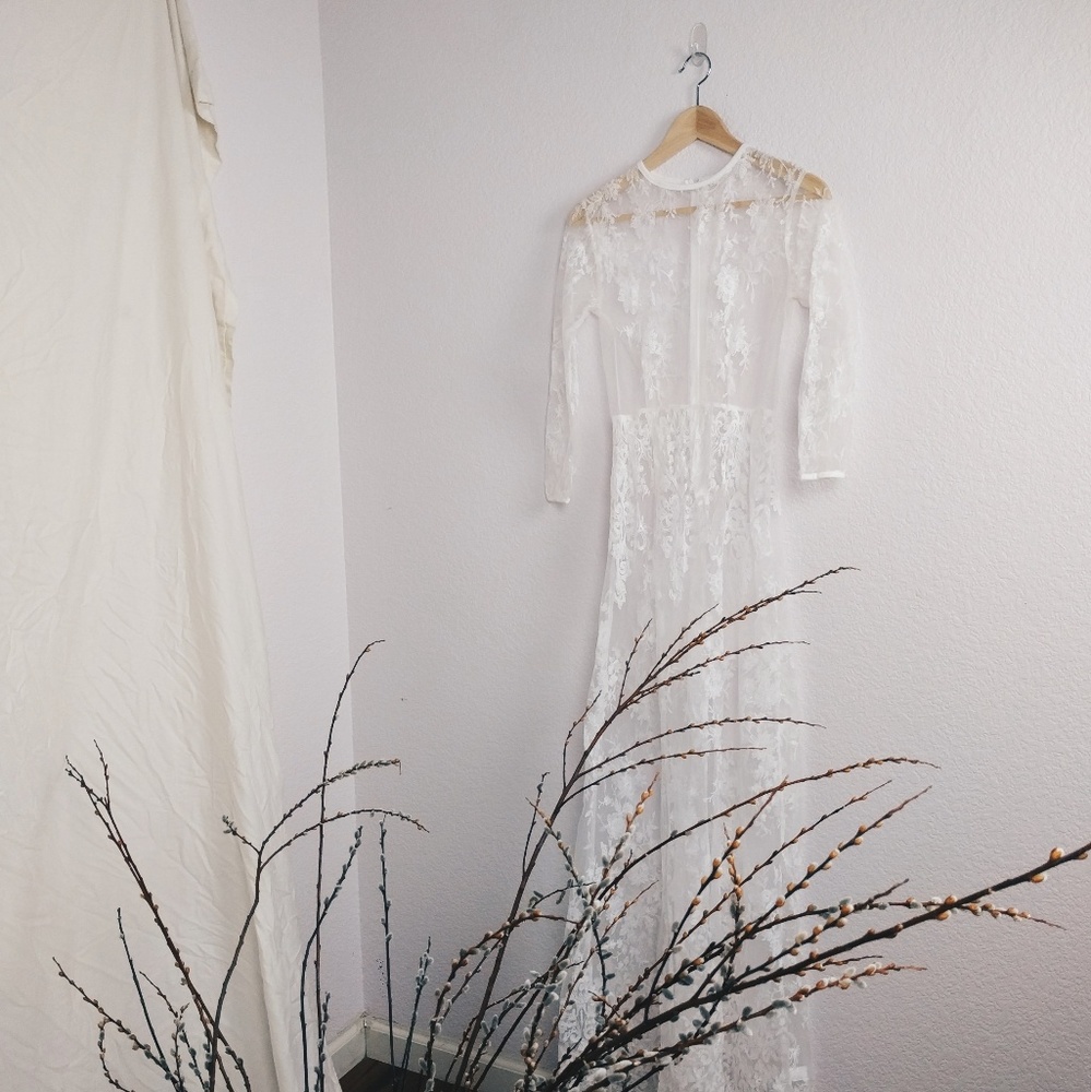 Gorgeous Embroidered Lace Sheer Maxi Dress