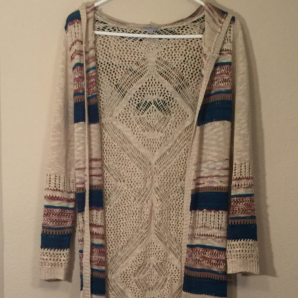 Boho Crocheted Hooded Cardigan
