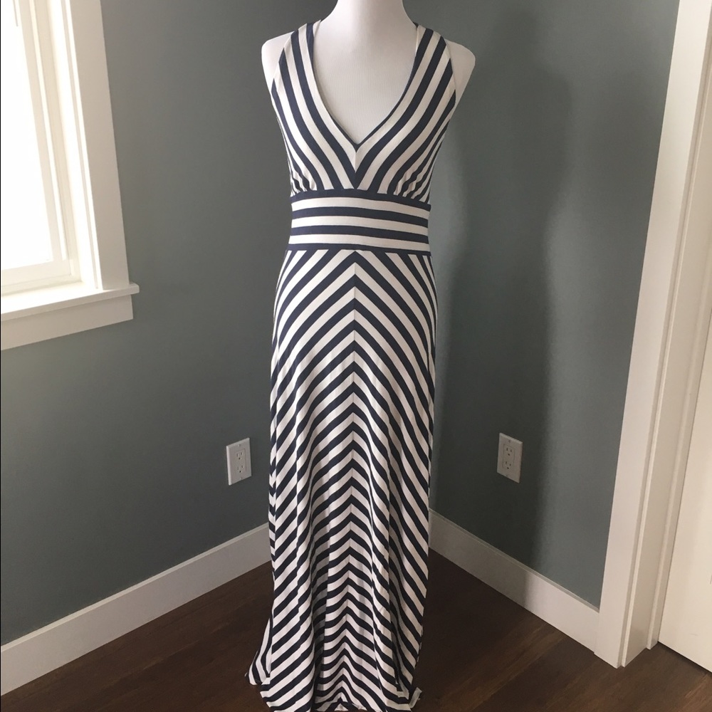 Banana Republic striped maxi halter dress