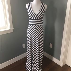 Banana Republic striped maxi halter dress