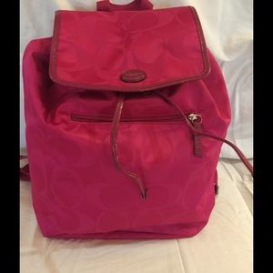 COACH Berry Pink Signature Nylon Backpack