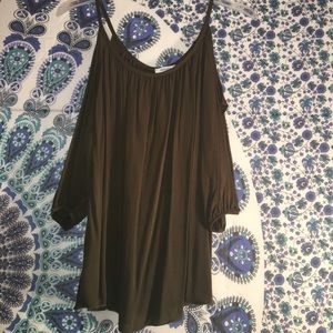 Olive Green Cold Shoulder Top!
