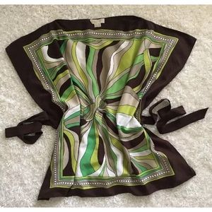 Michael Kors 100% Silk Green/Abstract Tunic