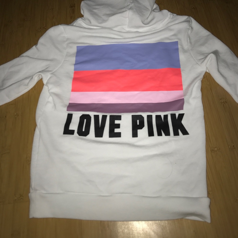 VS PINK WHITE QUATER ZIP HOODIE (NWOT)