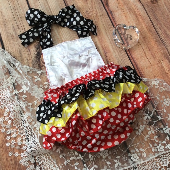 Boutique Baby Girl Halter Minnie Ruffle Romper - Picture 3 of 4