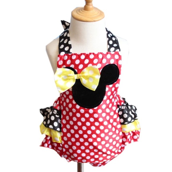 Boutique Baby Girl Halter Minnie Ruffle Romper - Picture 2 of 4
