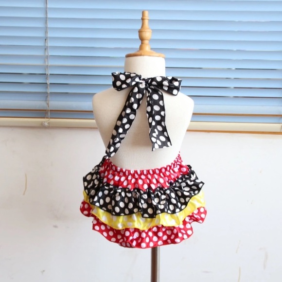 Boutique Baby Girl Halter Minnie Ruffle Romper - Picture 4 of 4