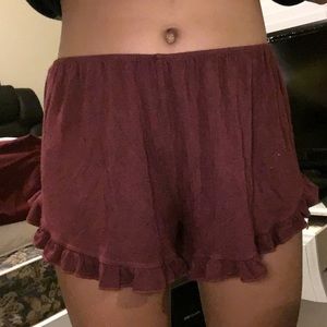 Maroon Ruffle Shorts
