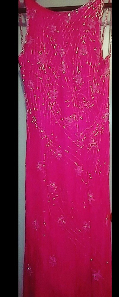 BEADS hot pink dress