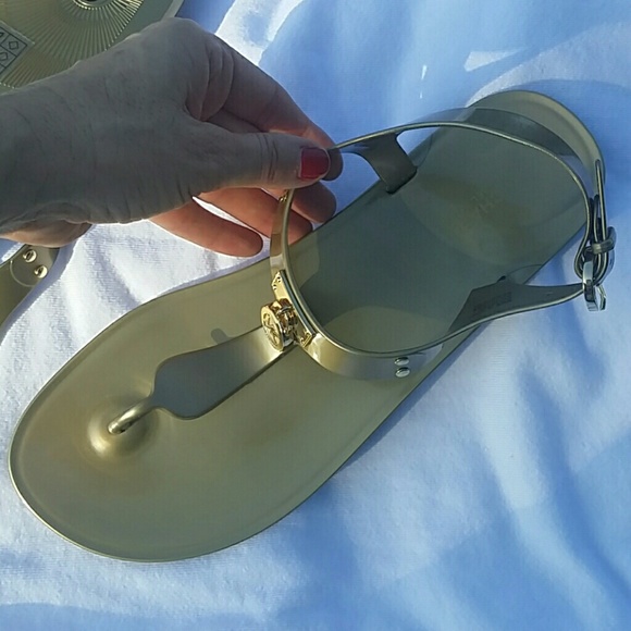 Michael Kors Hamilton Gold Jelly Sandals - Picture 3 of 4