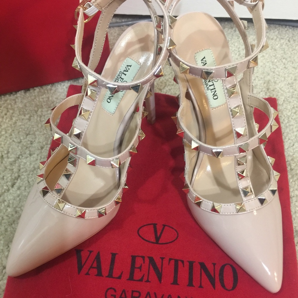 Rock Stud Heels - Nude (Patent Leather)