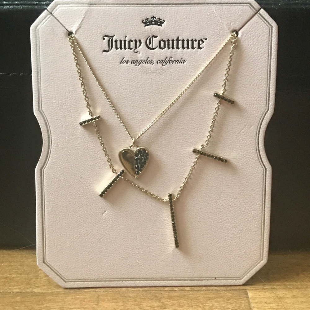 Juicy Couture Heart Pendant & Bar Necklace Set
