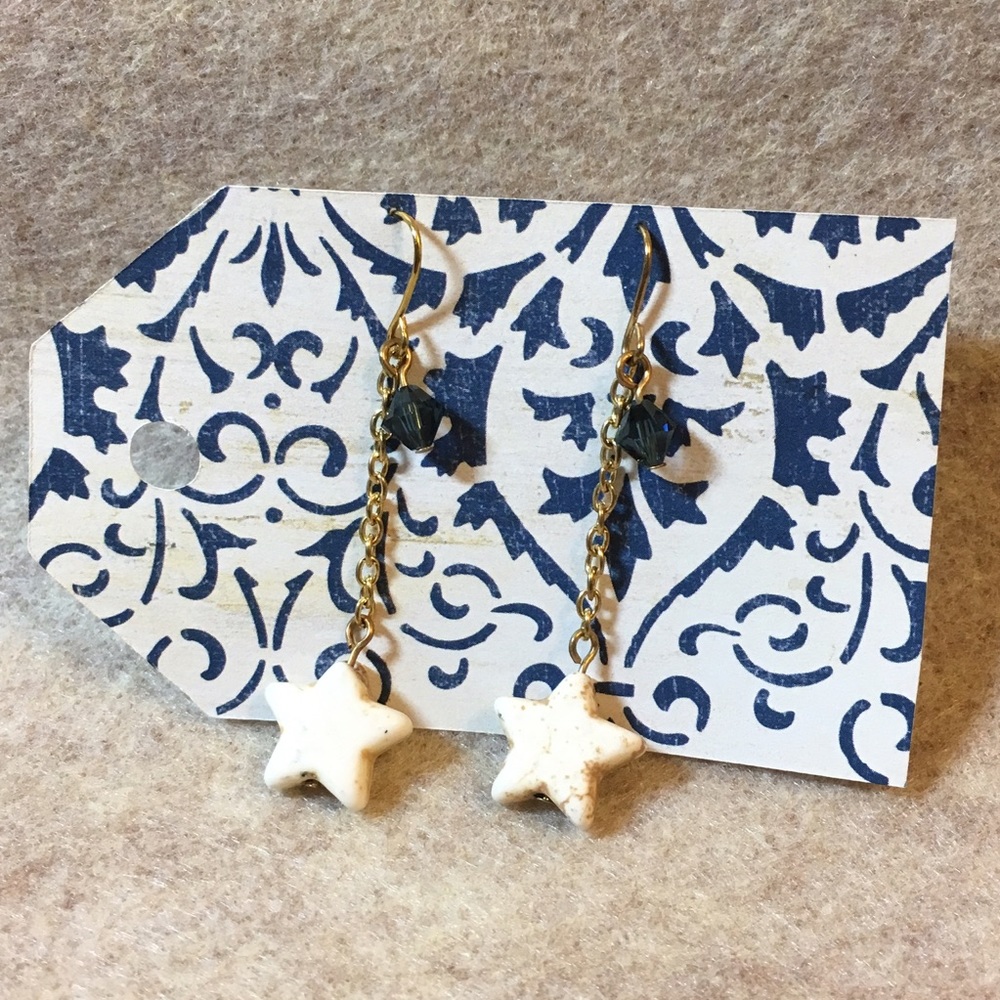 White Star Chain Earrings