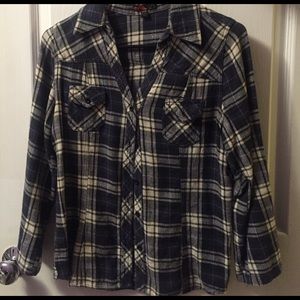 Plaid blue/white/grey flannel