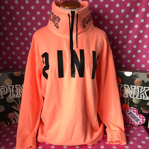 PINK Victoria's Secret Sweaters - NWT VS PINK coral cowl neck half zip