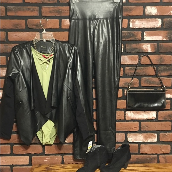 Thalia faux leather jacket set with leggings - Picture 1 of 6