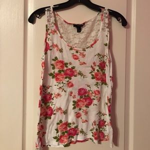 Forever 21 white floral tank top
