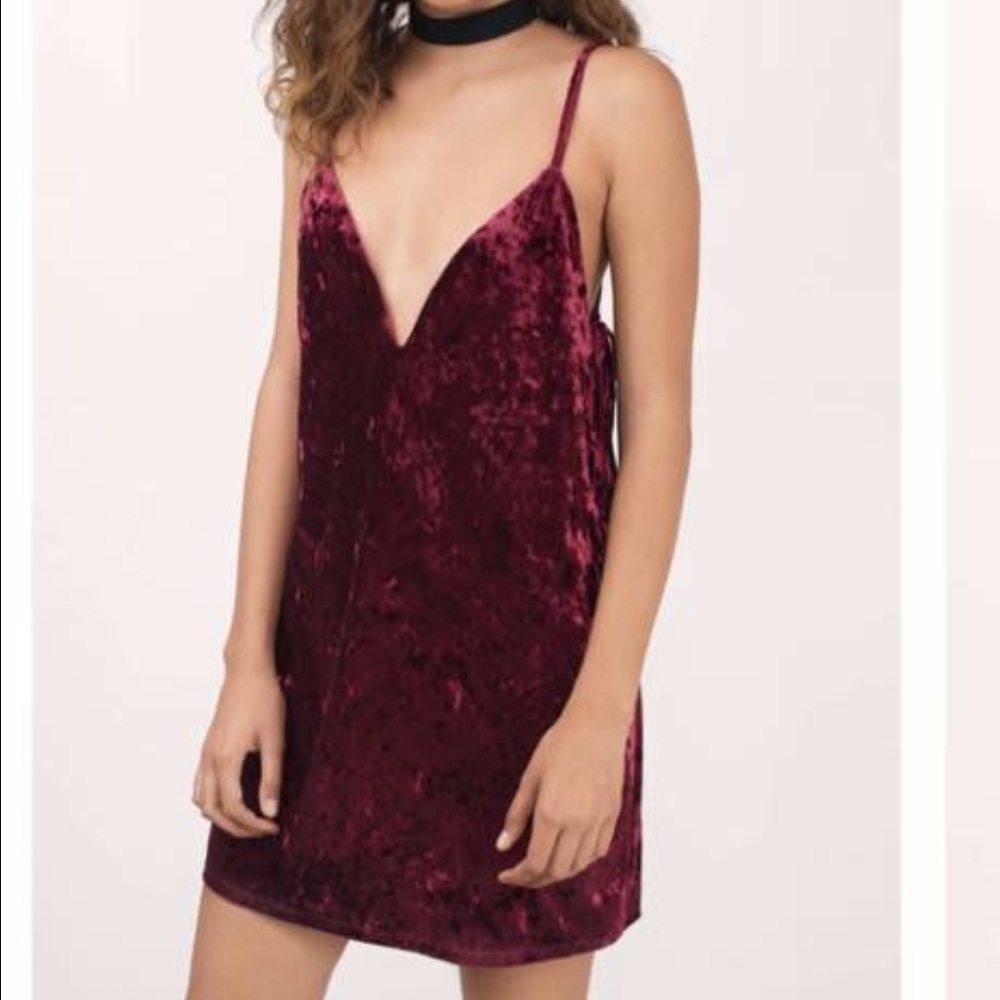 Tobi Maroon Velvet Dress