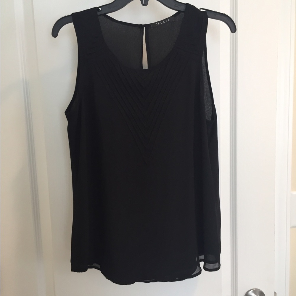 Decker Black Tank With Pleated Neck