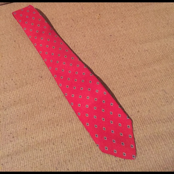 Christian Dior Red Tie with Gray & Gold Diamonds - Picture 2 of 3