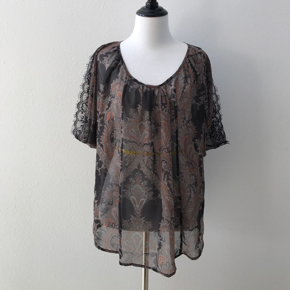 Sheer kimono sleeve top