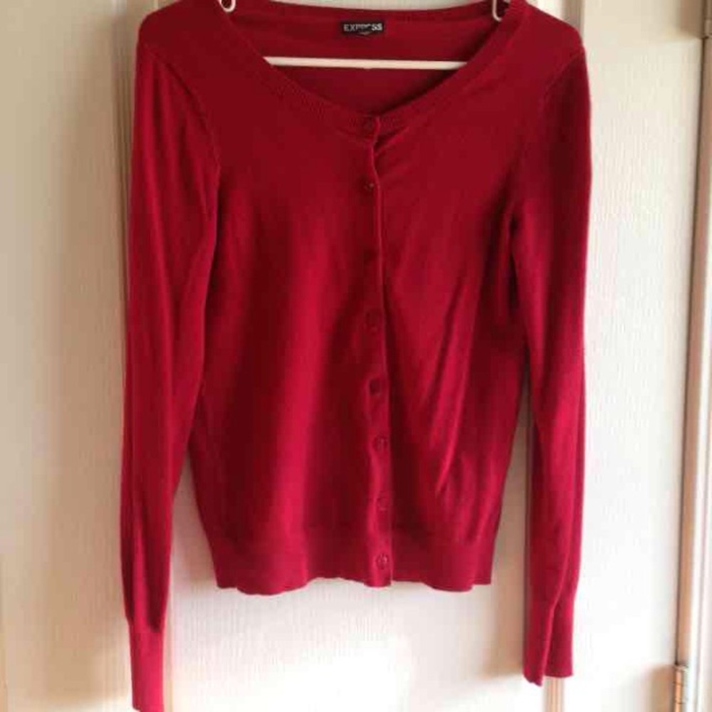 Express medium fitted red cardigan
