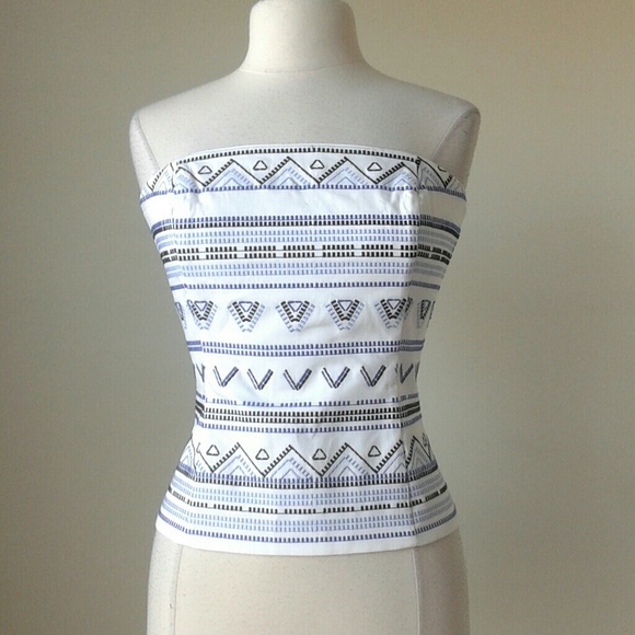 Embroidered pencil skirt geometric bustier top set - Picture 6 of 8